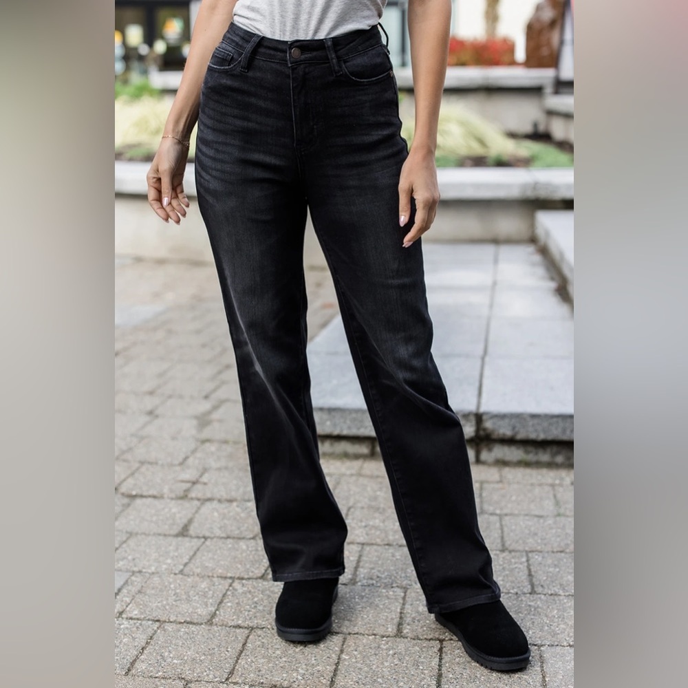 Judy blue dark Wash Straight Leg Jeans High Rise Black Denim Classic Fit